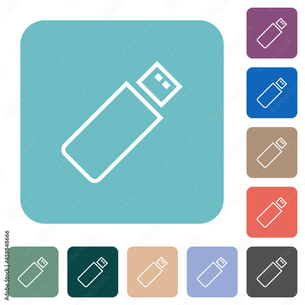 Pendrive outline rounded square flat icons Pendrive outline rounded square flat icons