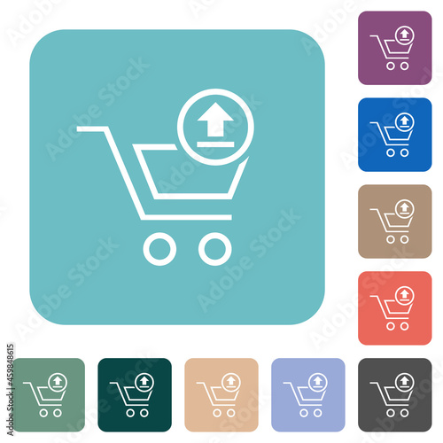 Cart upload outline rounded square flat icons