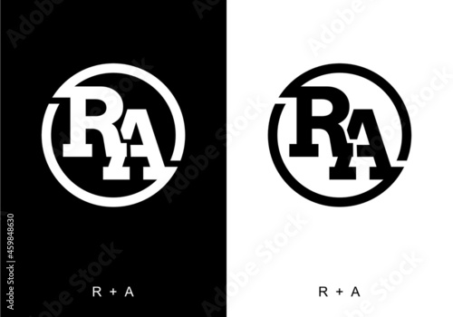 Black and white color of RA initial letter
