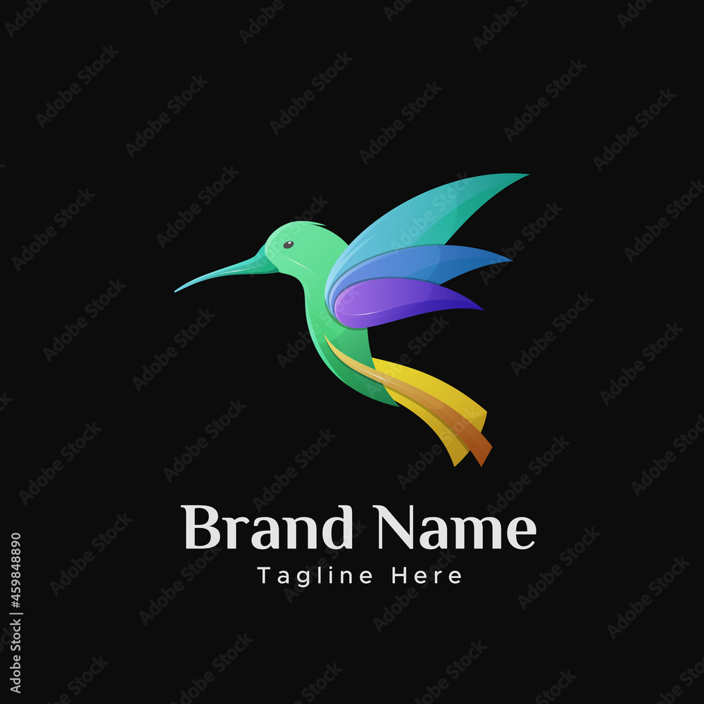Gradient Hummingbird Colorful Logo Design Gradient Hummingbird Colorful Logo Design