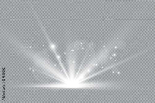 Vector illustration of abstract flare light rays. A set of stars  light and radiance  rays and brightness.