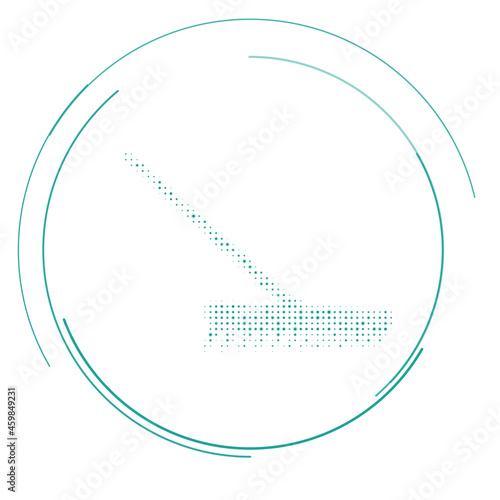 The rake symbol filled with teal dots. Pointillism style. Vector illustration on white background