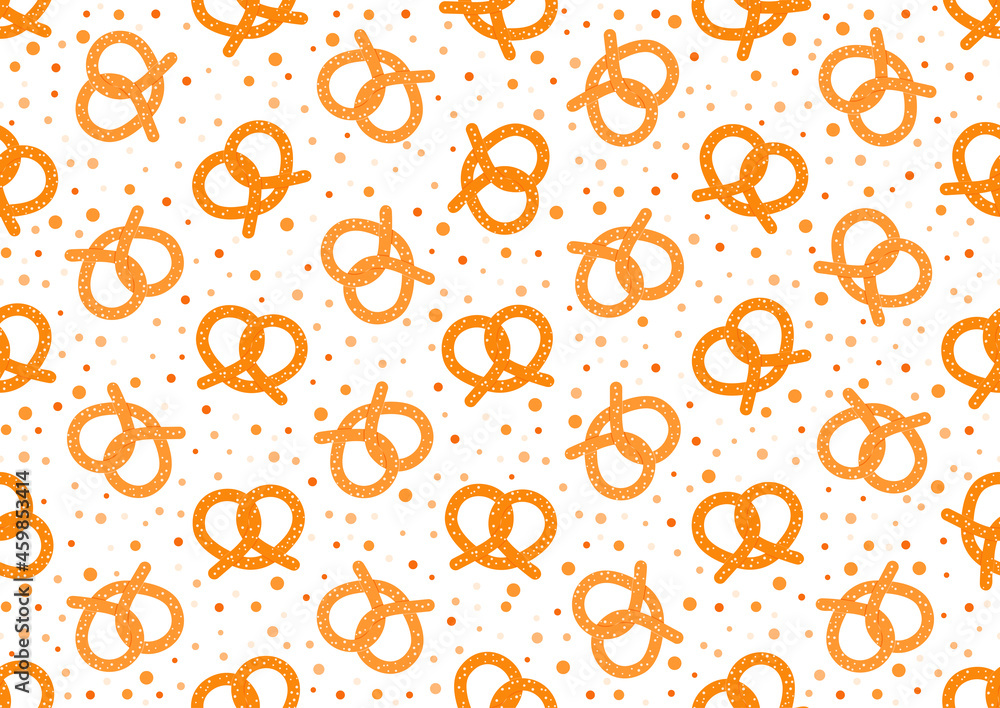 Pretzel octoberfest seamless pattern on white background. Bakery vector ...