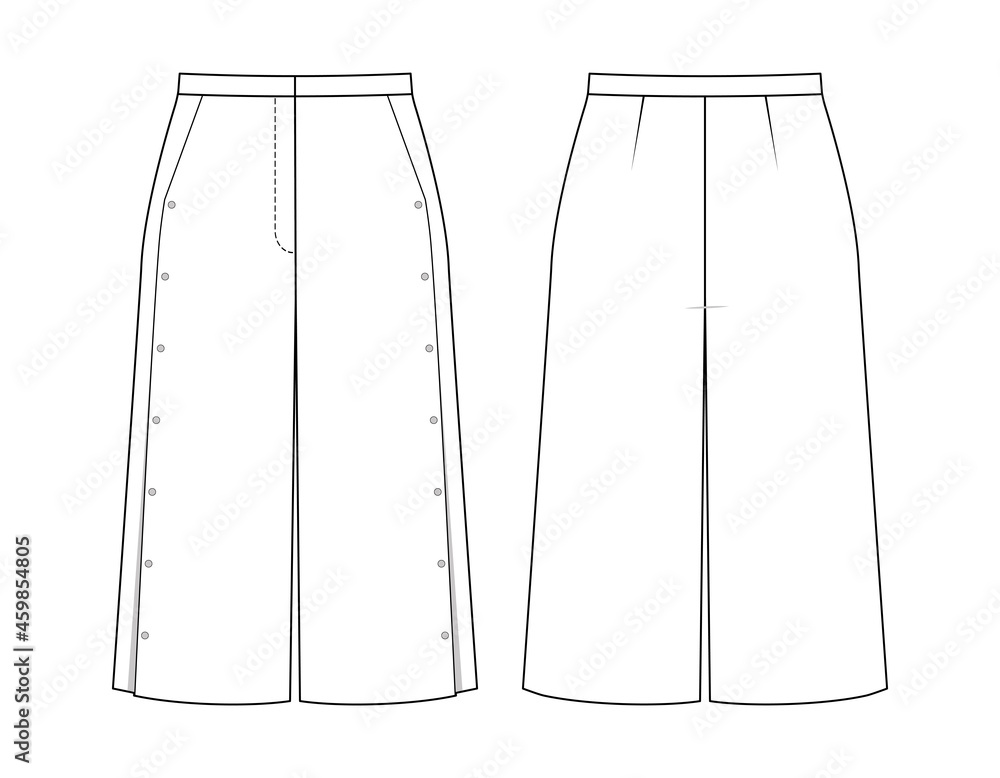 Fashion technical drawing of bermuda shorts with snap buttons Stock ...