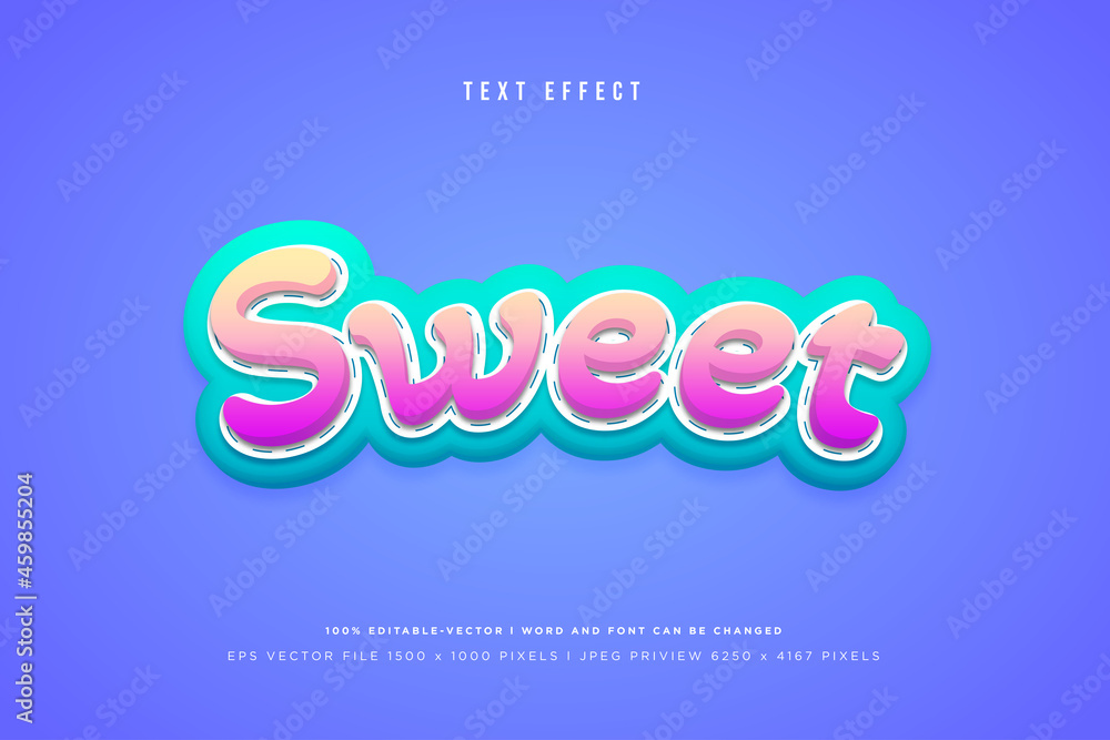 Sweet 3d text effect on purple background