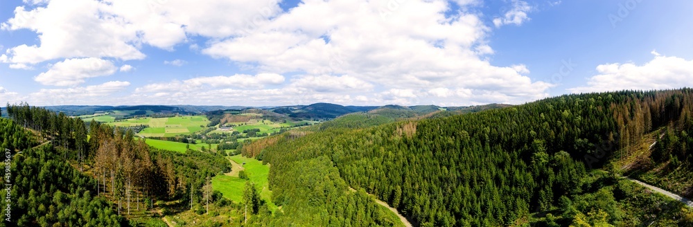the landscape of the siegerland-wittgenstein district in germany