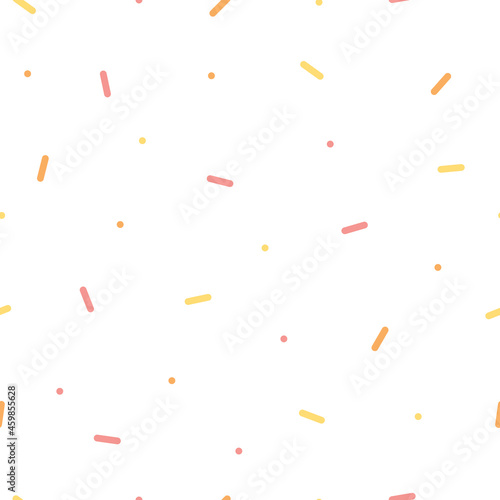 Pastel colored ice cream sprinkles seamless pattern background. Flat vector illustration. 