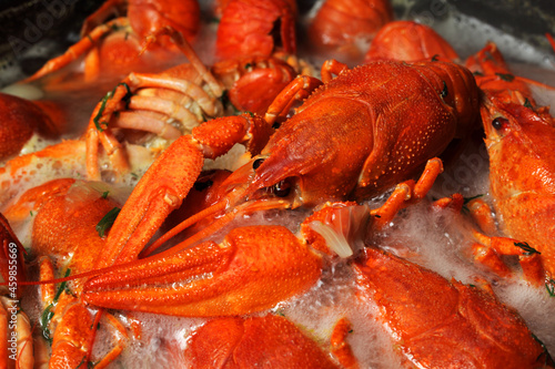 Wallpaper Mural crayfish boil in boiling water, close-up, selective focus Torontodigital.ca