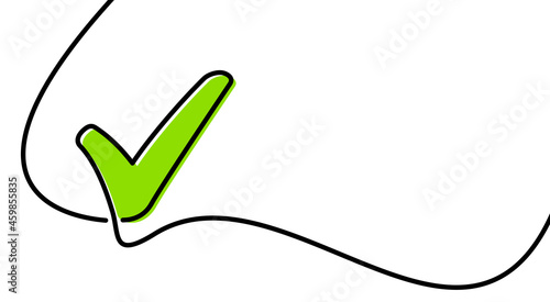 Single line green check mark drawing..