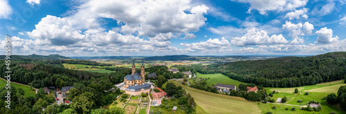 Aerial view, Basilica Vierzehnheiligen, Upper Main Valley, Franconia, Bavaria, Germany, photo