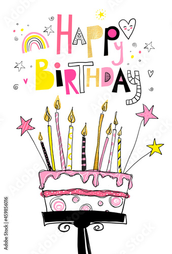 Photography Birthday cake with candles and stars