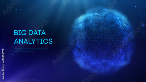 Blue sphere shield on dark background colorful data. Blue futuristic technology background. Abstract sphere energy field. Eps 10