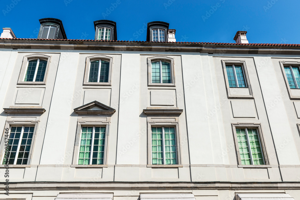 Obraz premium Facade of an old classic building in Warsaw, Poland