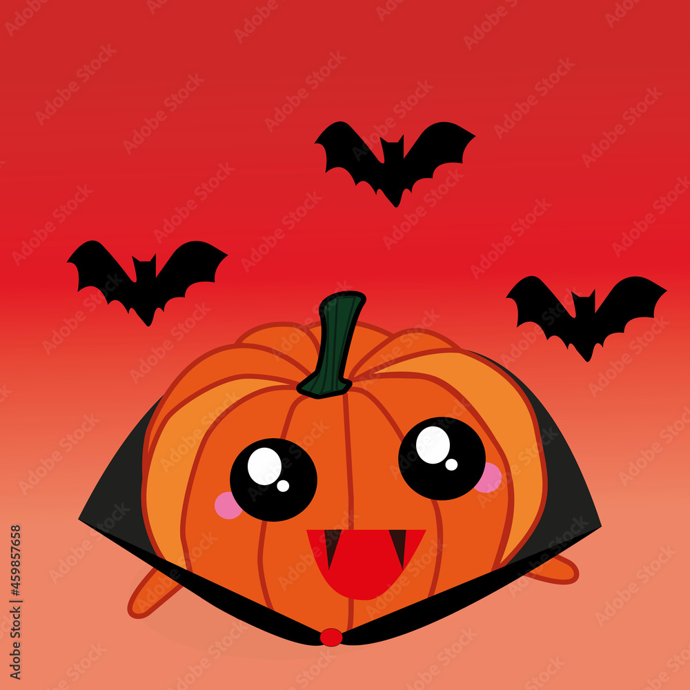 halloween pumpkin with bat