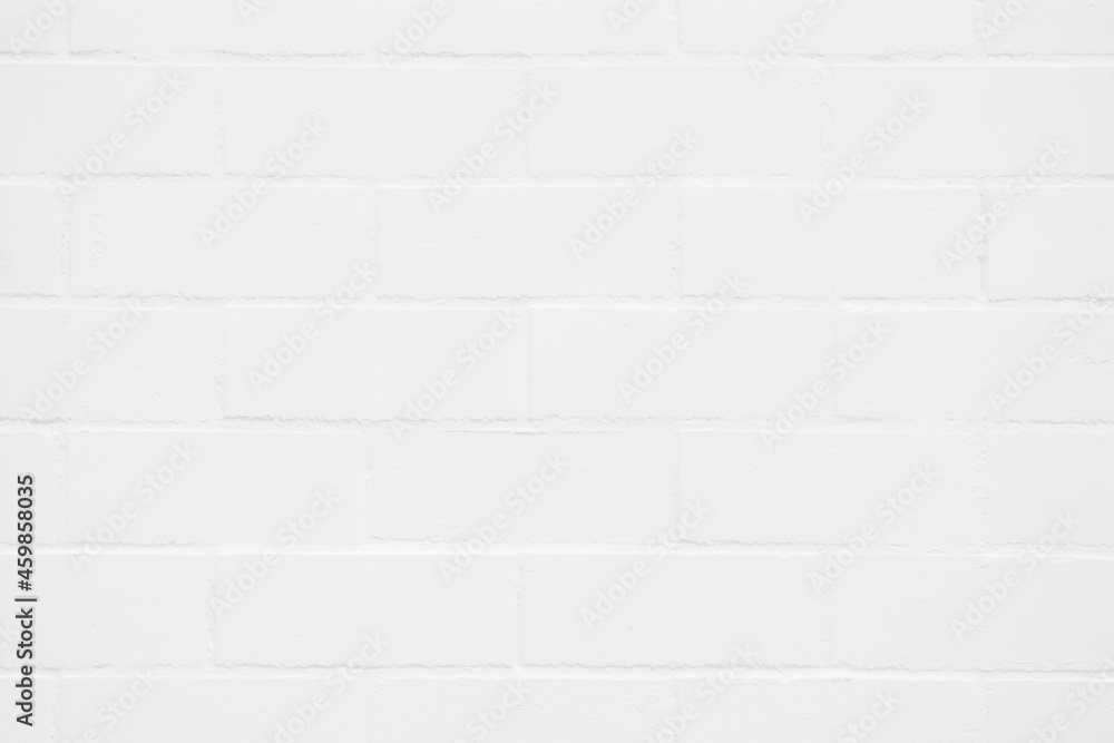 Naklejka premium White grunge brick wall texture background for stone tile block painted in grey light color wallpaper