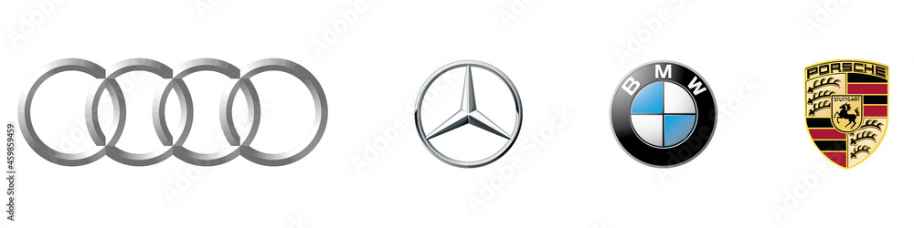 Set of car brand logo.Audi,BMW,Mercedes-Benz,Porsche. Stock Vector ...