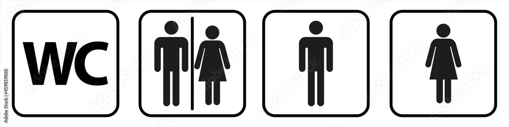 Toilet icons set, toilet signs, WC signs – vector Toilet icons set, toilet signs, WC signs – vector