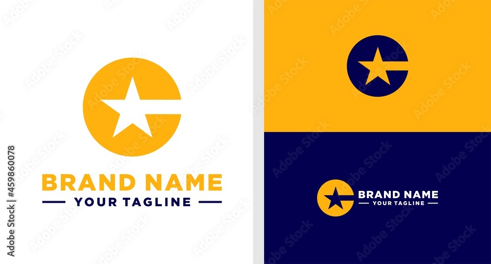 LETTER C LOGO STAR NEGATIVE SPACE EDITABLE LETTER C LOGO STAR NEGATIVE SPACE EDITABLE