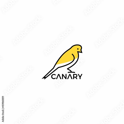 line art canary bird on root logo vector icon illustration photo