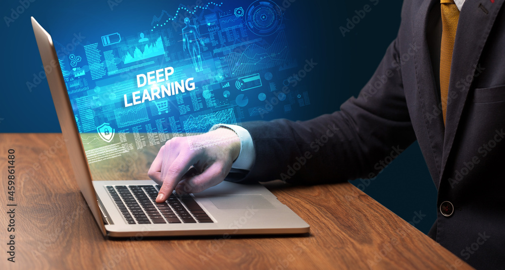 Businessman working on laptop concept Businessman working on laptop concept