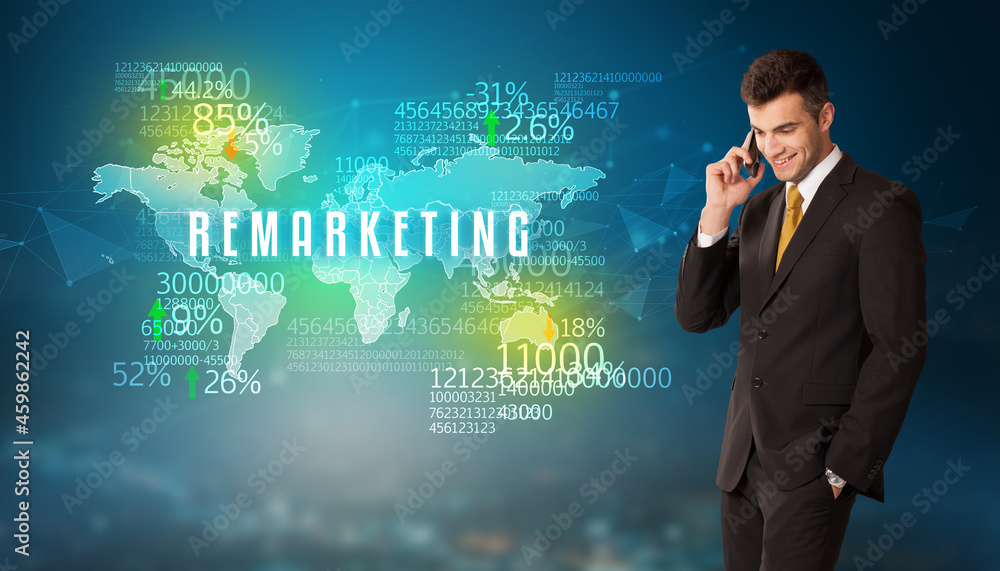 Businessman thinking about market concept Businessman thinking about market concept