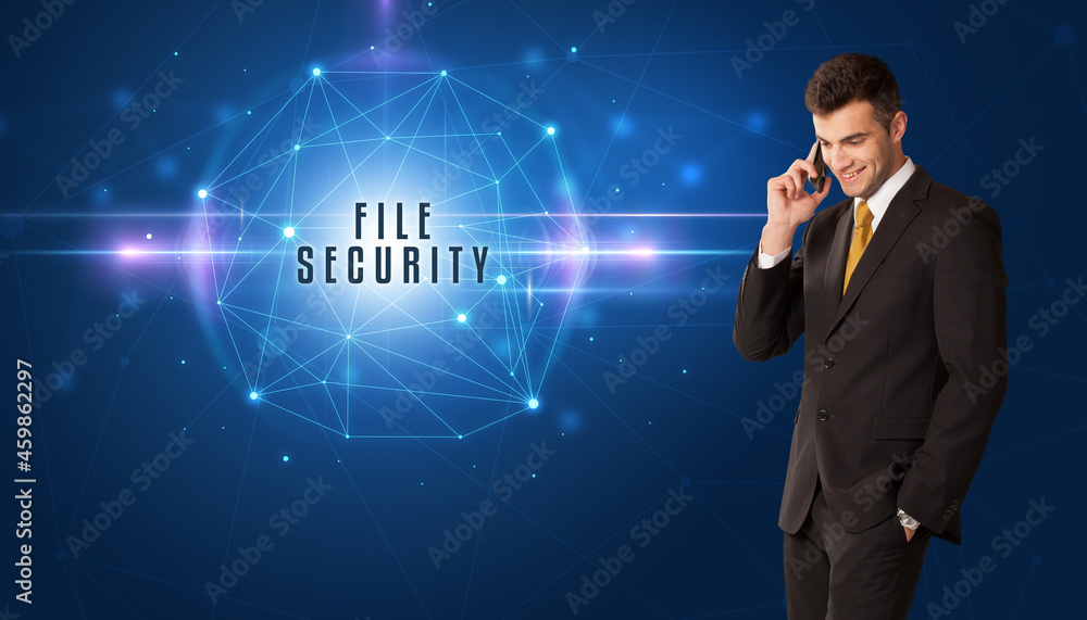 businessman thinking about security concept businessman thinking about security concept
