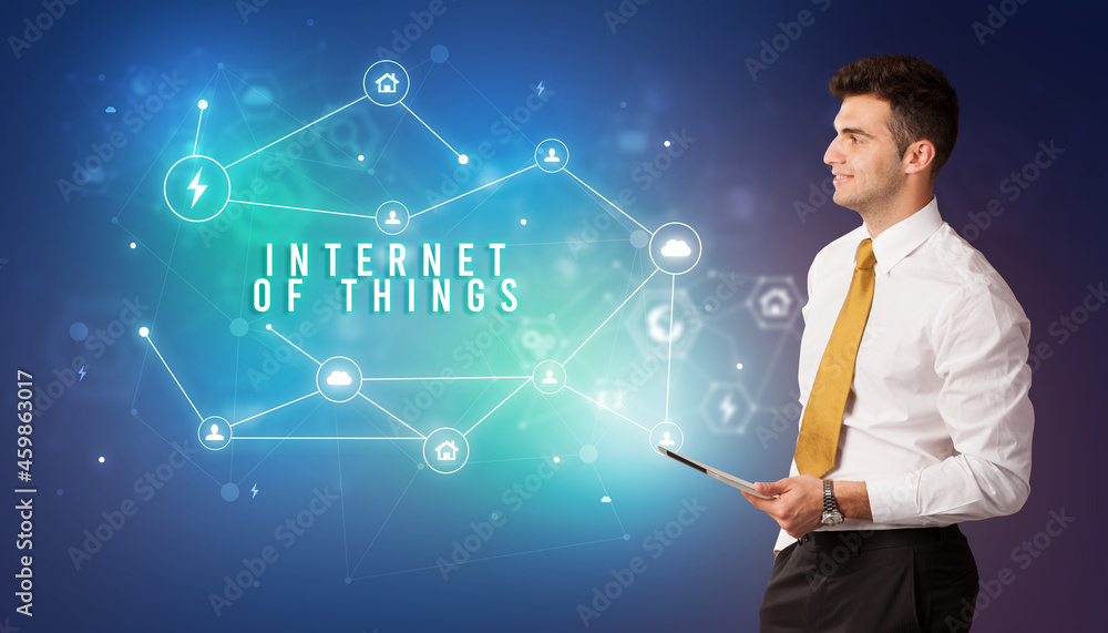 Businessman thinking about technology concept Businessman thinking about technology concept