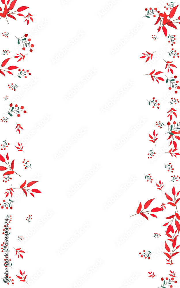 Green Foliage Background White Vector. Leaves Cartoon Texture. Burgundy Leaf. Pink Herb Silhouette. Natural Design.