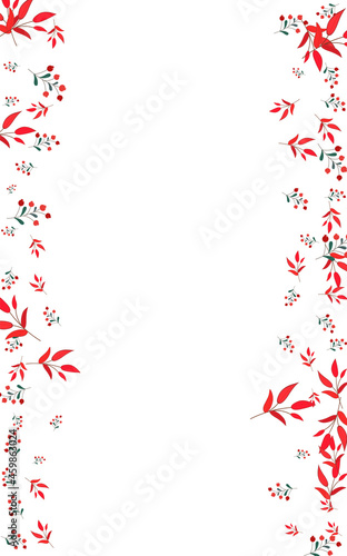 Green Foliage Background White Vector. Leaves Cartoon Texture. Burgundy Leaf. Pink Herb Silhouette. Natural Design.
