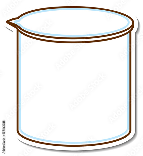 Sticker laboratory glassware on white background