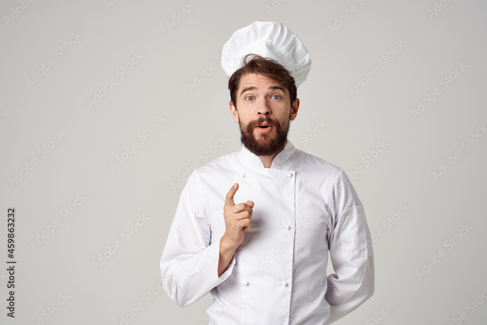bearded man restaurant service Professional hand gesture isolated background bearded man restaurant service Professional hand gesture isolated background