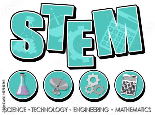 STEM education logo banner on white background photo