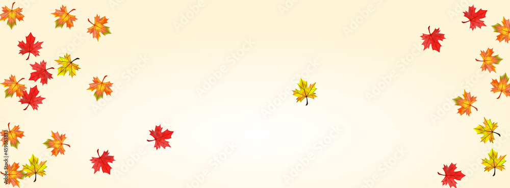 Orange Leaf Background Beige Vector. Plant Decor Card. Yellow Pattern Foliage. Nature Floral Texture.