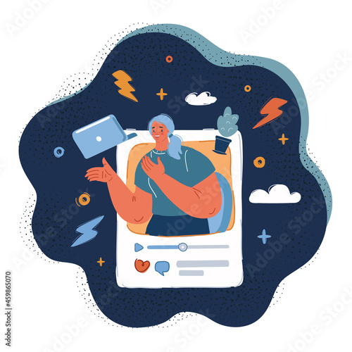 Vector illustration of Vlogger woman