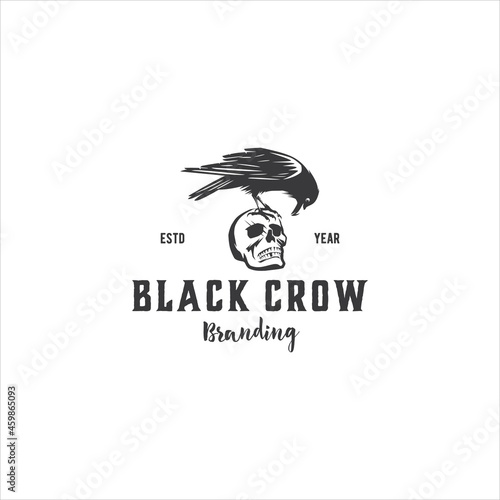 Crow Raven Bird Logo Design Vector Image