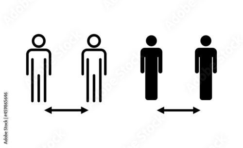 Social distance icons set. social distancing sign and symbol. self quarantine sign