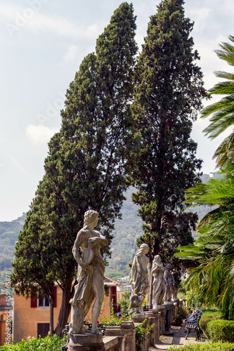 Europe. Italy. Liguria. Gulf of Tigullio, Italian Riviera. Santa Margherita. The Villa Durazzo. Sculpture in the garden