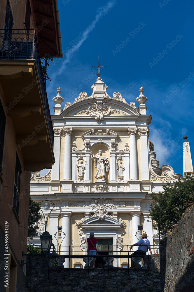 Europe. Italy. Liguria. Gulf of Tigullio, Italian Riviera. Santa Margherita. The baroque Church San Giacomo