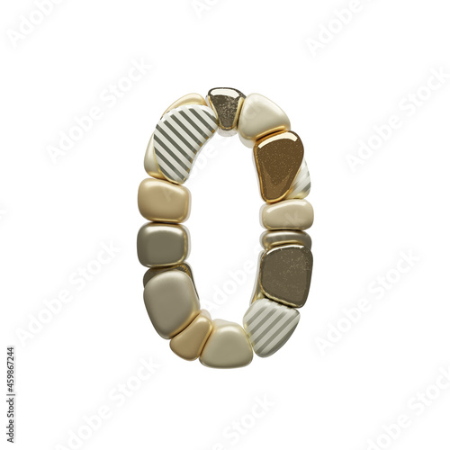 Abstract golden shape font smooth fragment number zero