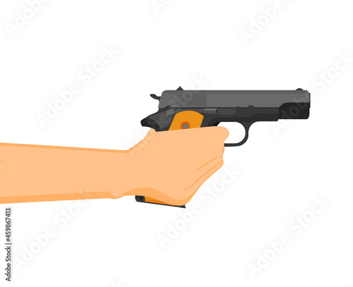 Flat vector illustration of antiquated American Gun.