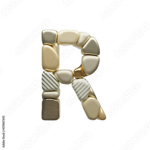 Abstract golden shape font smooth fragment letter R