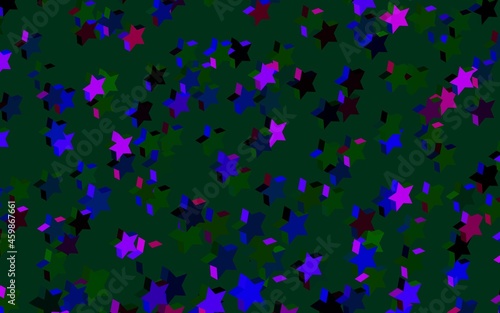 Dark Multicolor vector template with sky stars.
