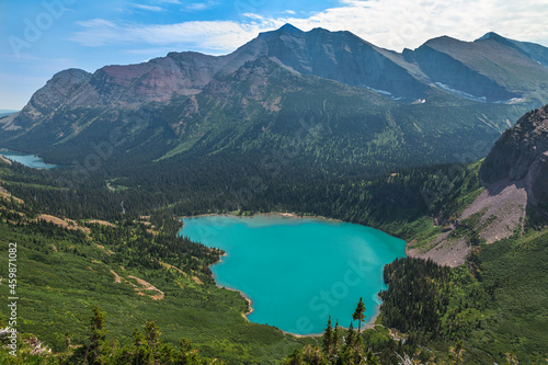 Stunning Trail Views of Grinnell Lake on the Grinnell Glacier Trail  Glacier National Park  Montana