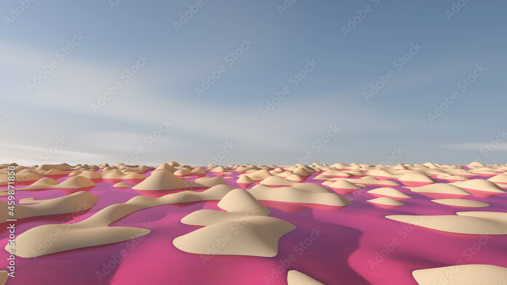 Desert with sky background. 3D illustration, 3D rendering	