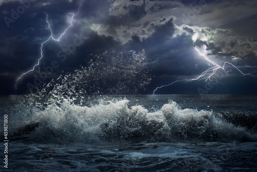 Storm in ocean with lightings © Andrey Kuzmin