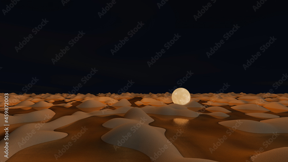 Obraz premium Desert with sky background. 3D illustration, 3D rendering 