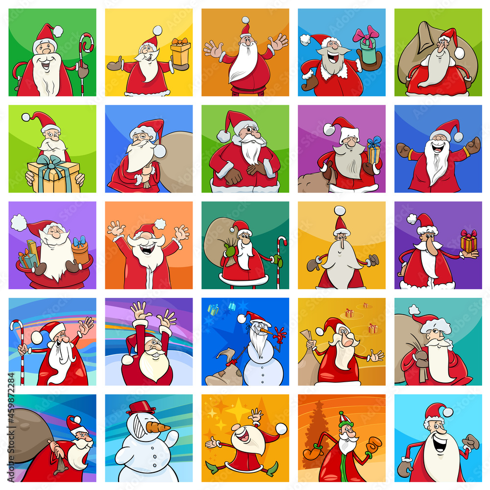 Naklejka premium cartoon Christmas characters set or pattern design