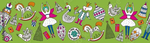 Сhristmas horizontal vector seamless Nutcracker border.  Seamless pattern can be used for wallpaper, pattern fills, web page background, surface textures.