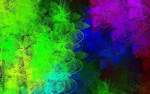 Dark Multicolor vector doodle background with flowers.