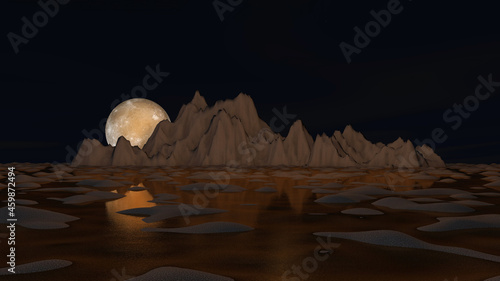 Desert with sky background. 3D illustration, 3D rendering 